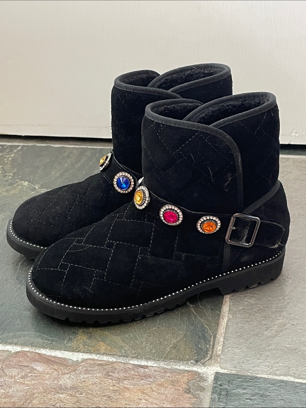 New Kurt Geiger Mini Orson Bootie Boot Faux Fur Lined Jewel Gems Kids 5 - Picture 3 of 12